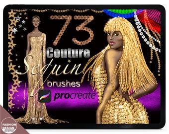 Procreate Couture Sequin Brushes: For Fashion Illustration by FashionWorkshopBkk (eBook & YouTube Tutorials)