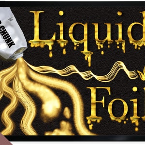 LIQUID FOIL Metallic Brushes for Procreate App. 14 Brushes with Lettering. Shiny Gold Gel Glitter Brushes with 60 colors in palettes.