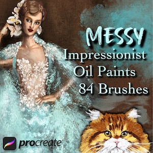 Procreate Messy Impressionist Oil Paint Brushes: Gouache, Acrylic, Palette Knife (Digital Download)