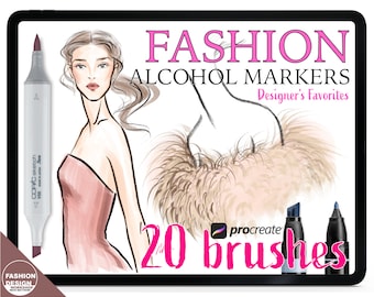 FASHION ALCOHOL MARKER Procreate Brushes. Realistic Marker Drawing Brush Set For Fashion Illustration, Anime, Manga, Portrait, Lettering.