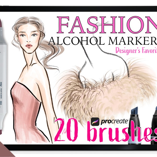 FASHION ALCOHOL MARKER Procreate Brushes. Realistic Marker Drawing Brush Set For Fashion Illustration, Anime, Manga, Portrait, Lettering.