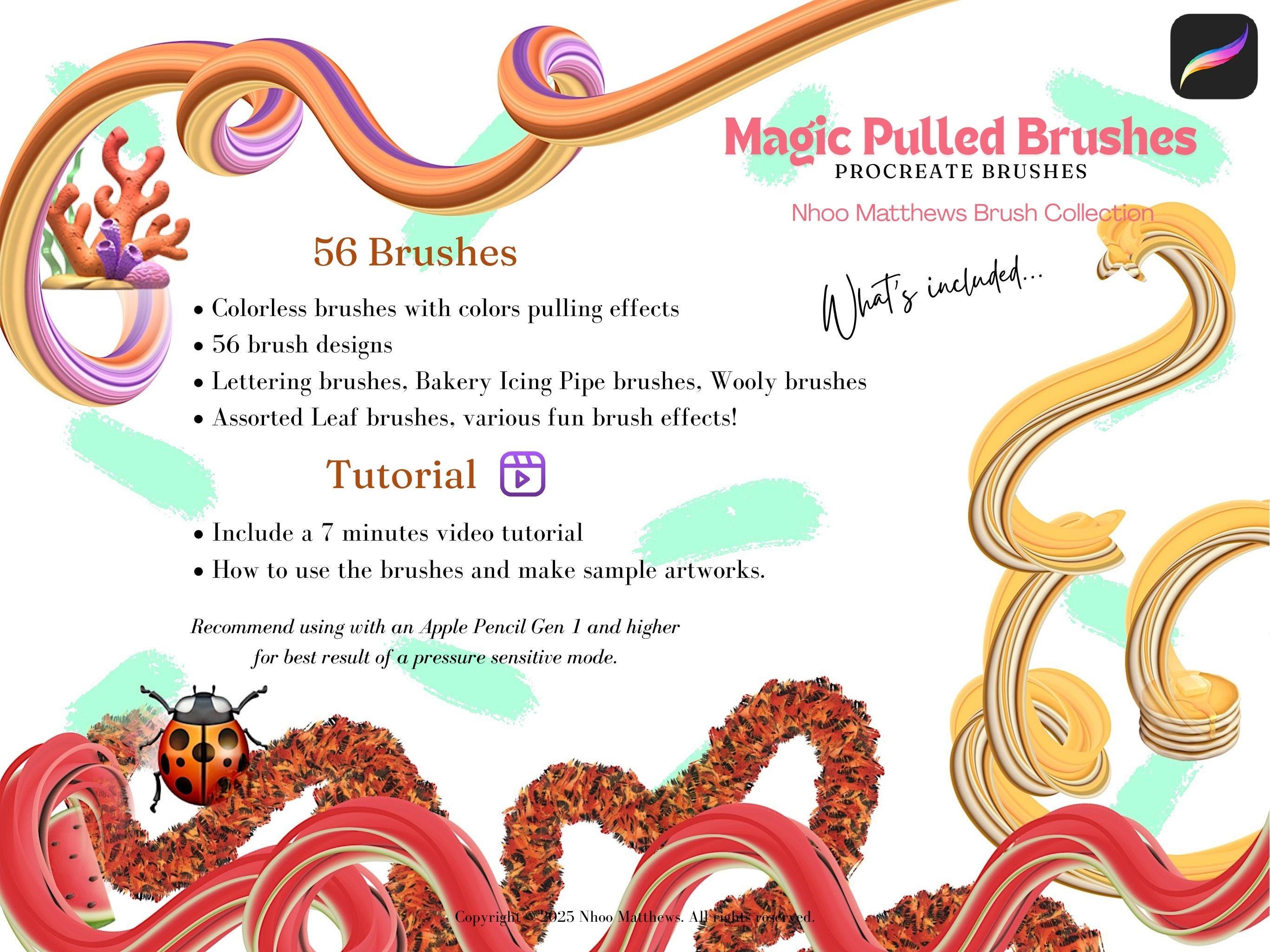 Procreate Magic Pulled Brushes. Thick 3D Color Pulling Effect Brushes ...