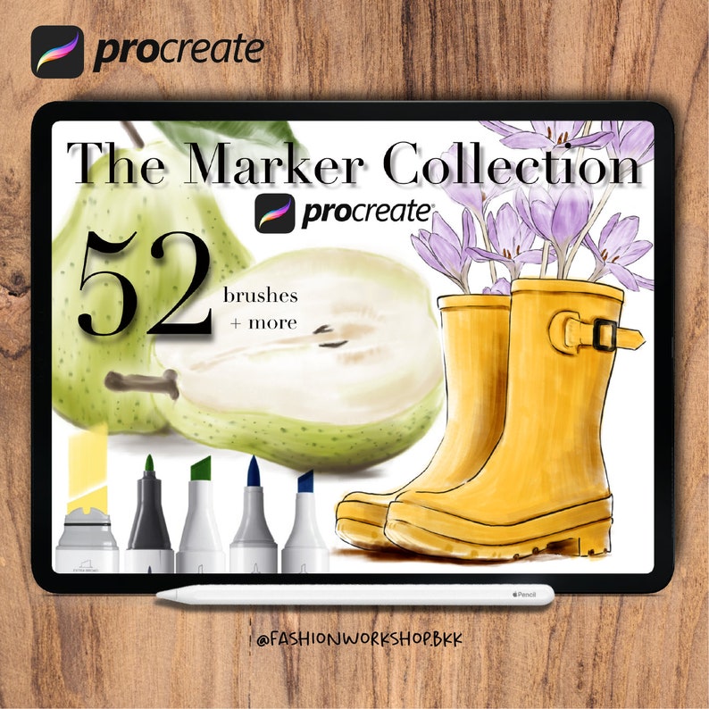 The Marker Collection Procreate Brushes Bundle. 52 Realistic Markers 15 Paper Brushes 358 Copic Marker Color Swatches. 67 Brushes Total image 1