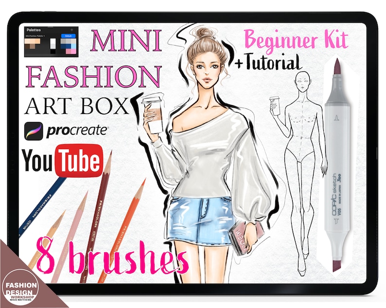 Procreate Fashion Illustration Brushes: Beginner Drawing Kit + Video ...