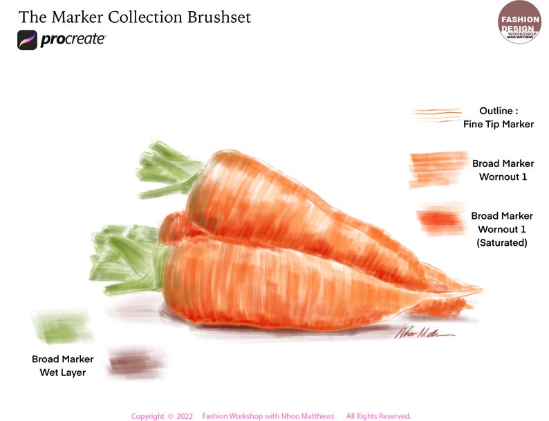 The Marker Collection Procreate Brushes Bundle. 52 Realistic Markers 15 Paper Brushes 358 Copic Marker Color Swatches. 67 Brushes Total image 2