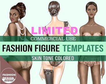 LIMITED COMMERCIAL USE for Skin tone Colored Fashion Figure Templates (Per 1 Pose/1 Skin color) up to 500 end products sale