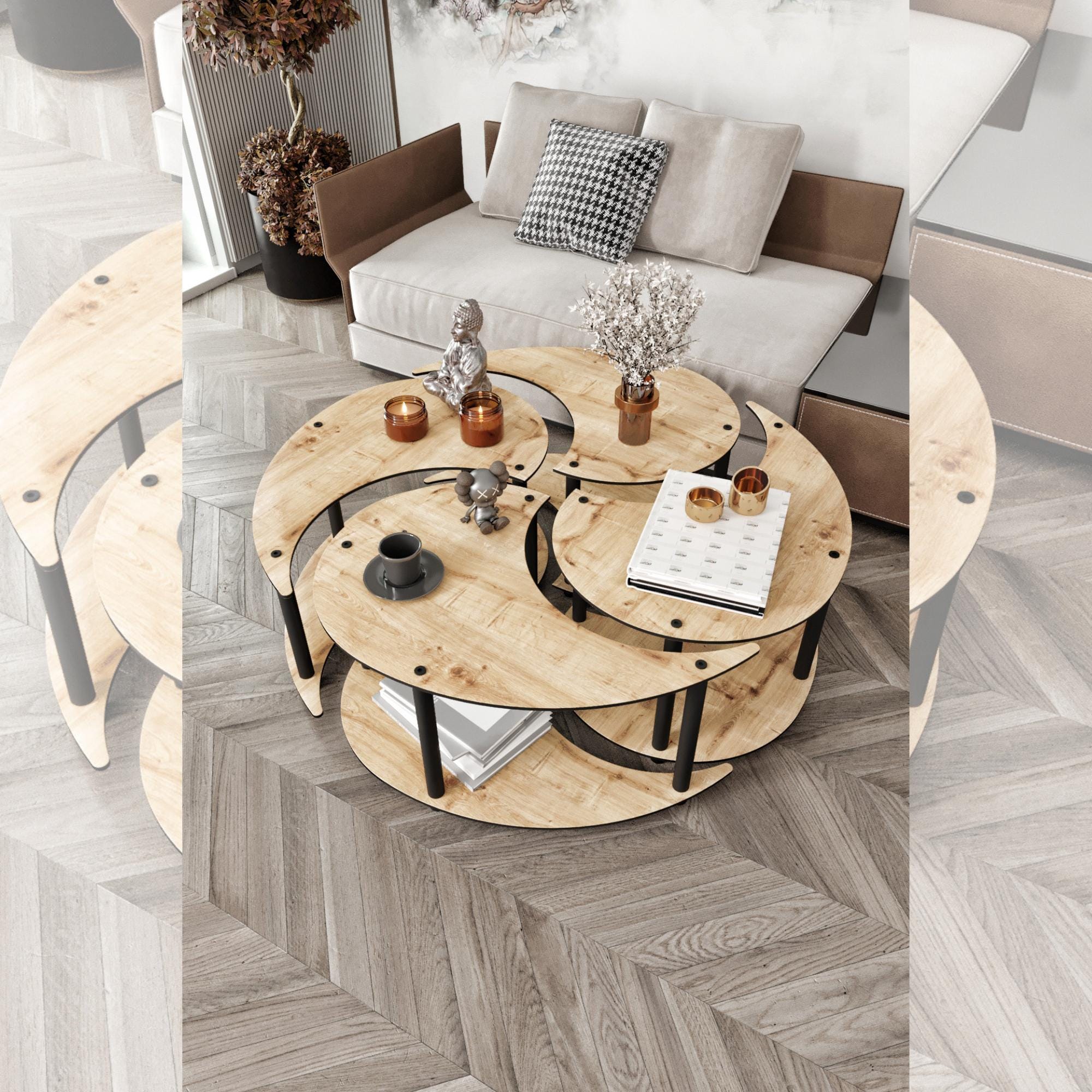 Harmony 4 100 Coffee Table Set Modern Solid Wood Design Stylish