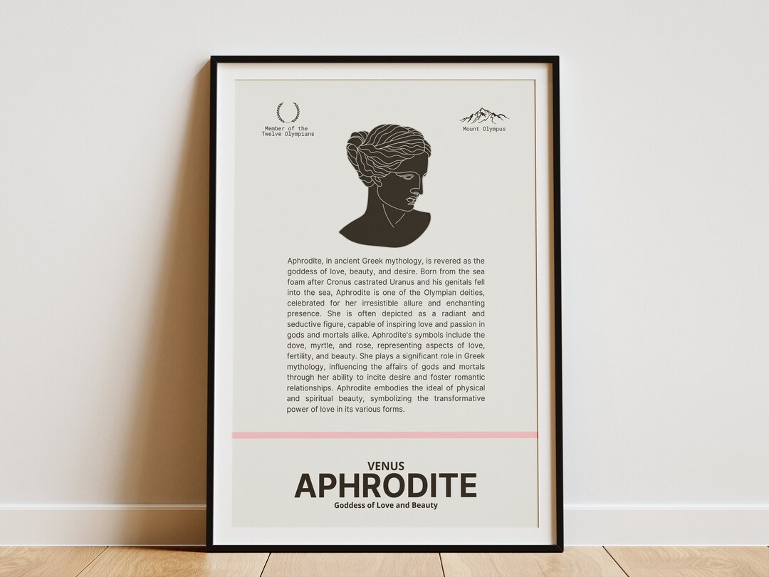 Greek Mythology Aphrodite Venus Minimalist Wall Art Poster Print ...