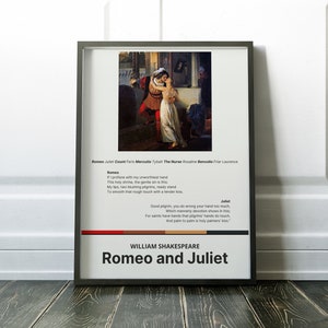 Romeo and Juliet William Shakespeare Art Quote Wall Art Poster Decor Print Download