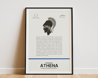 Greek Mythology Athena Minerva Minimalist Wall Art Poster Print Download