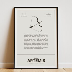 Greek Mythology Artemis Diana Minimalist Wall Art Poster Print Download