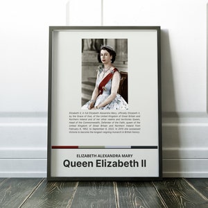 Queen Elizabeth II -  2 Portrait Wall Art Poster Print Decor Download