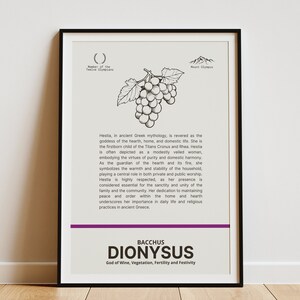 Greek Mythology Dionysus Bacchus Minimalist Wall Art Poster Print Download