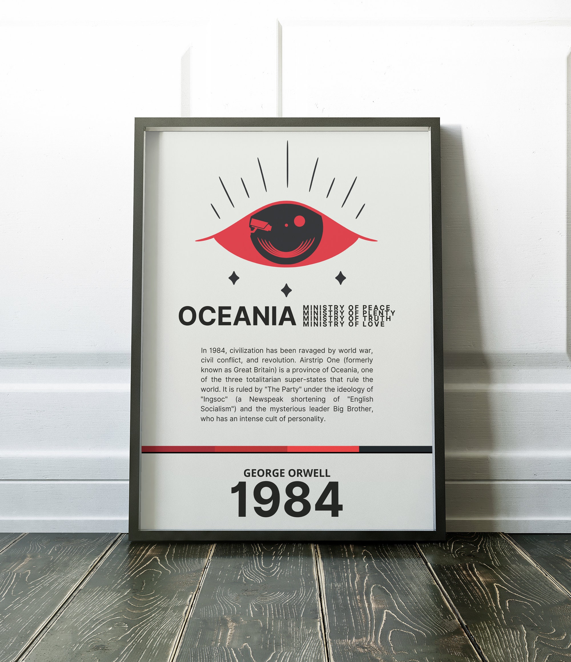 1984 by George Orwell Wall Art Dystopian Book Poster Decor Print Download -  Etsy, image size:2000x2319