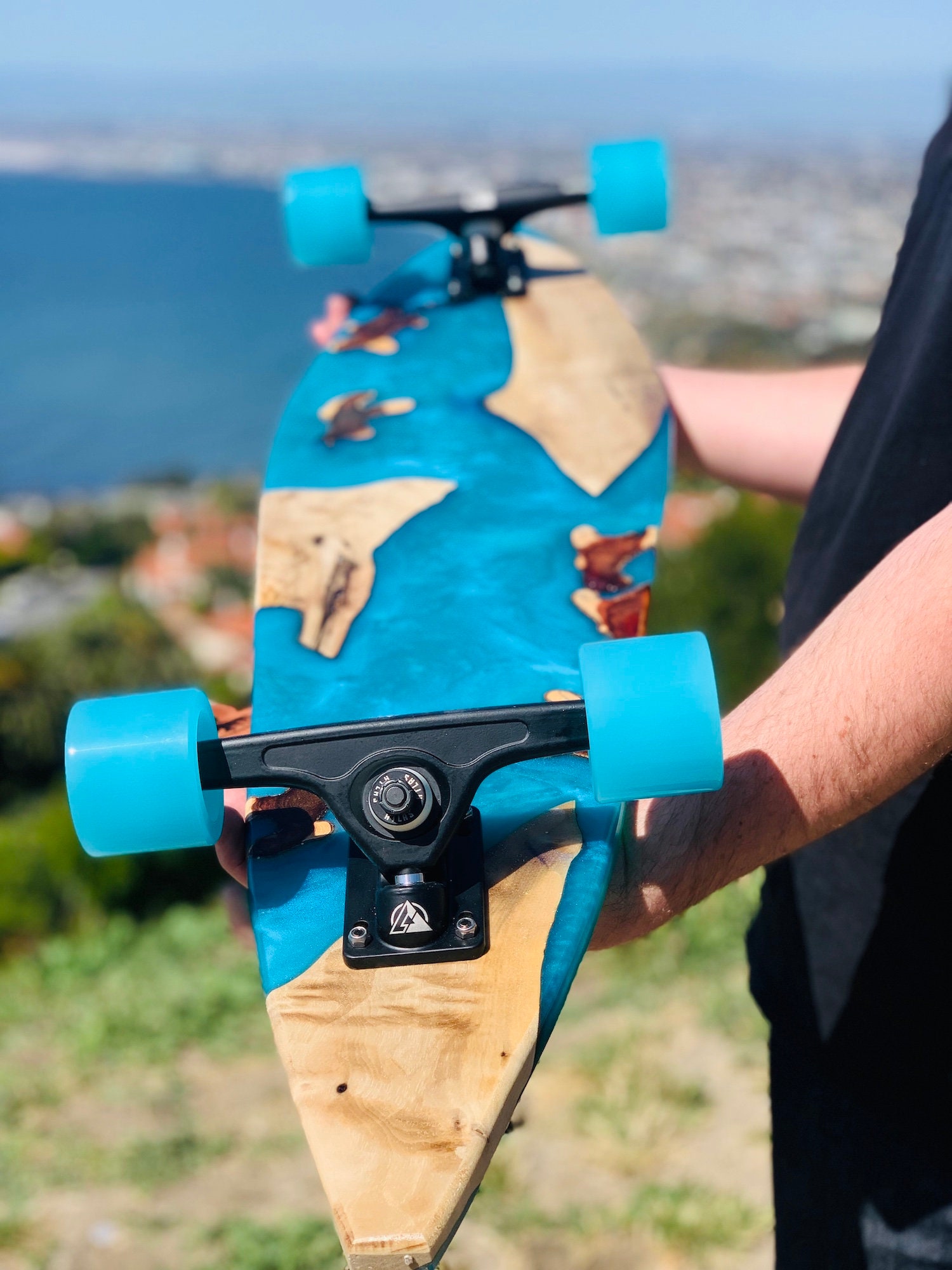 One of a Kind, Epoxy Resin and Black Walnut Longboard Skateboard