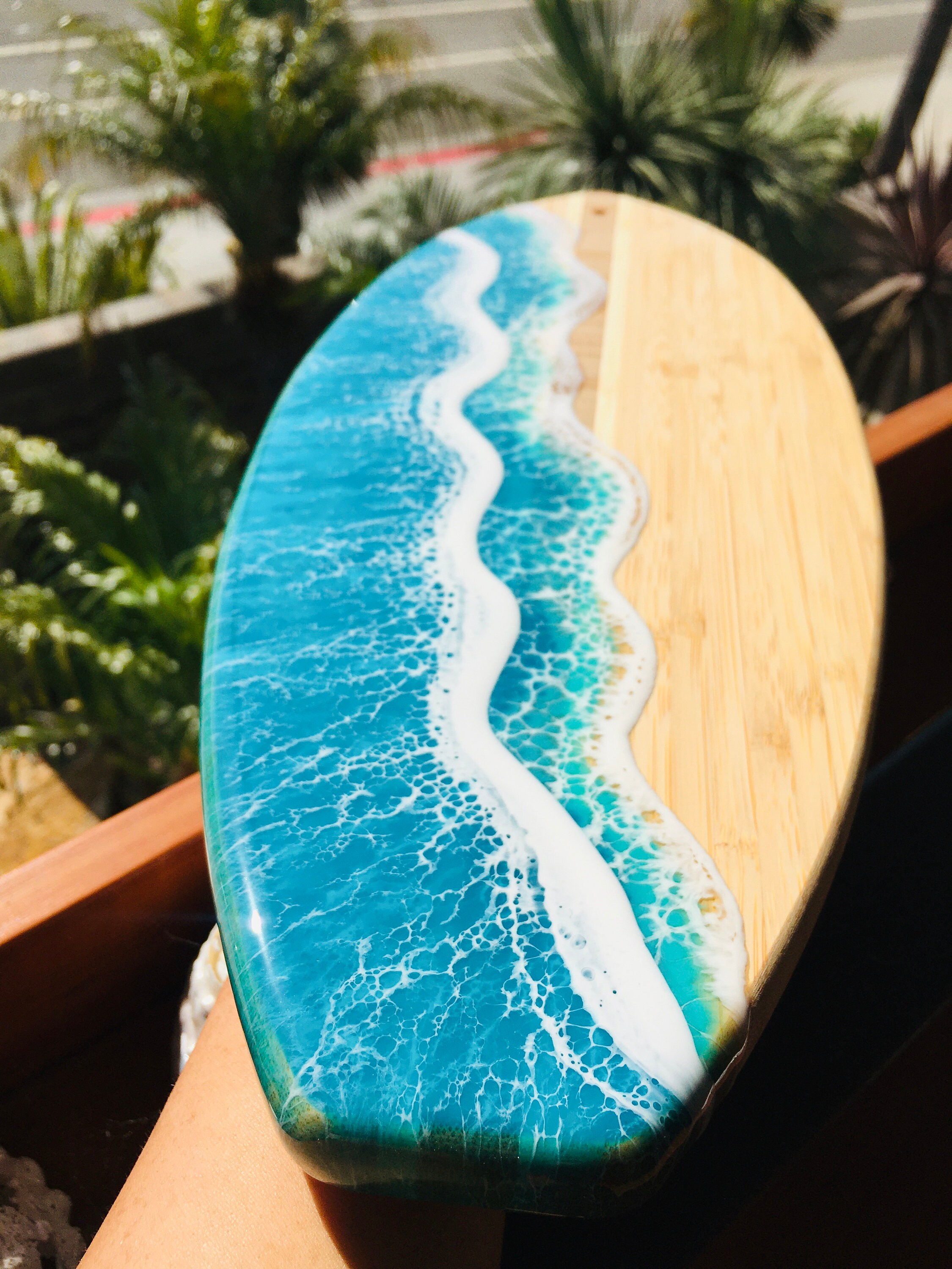 Bamboo Surfboard Serving Board - Blue