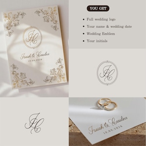 Custom Wedding Logo with Initials, Customizable wedding monogram, Wedding Logo, Digital Logo Design, Engagement or Bridal Branding.