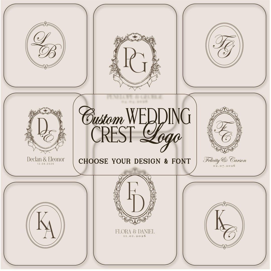 Personalized Wedding Monogram Crest, Wedding Crest Logo, Custom Wedding ...