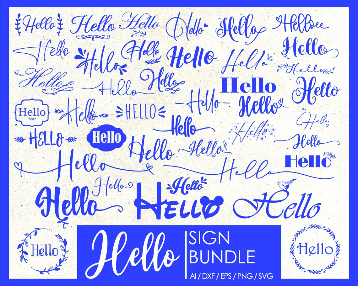 Hello Sign Svg Welcome Svg Hello Flourish Svg Welcome Cut - Etsy