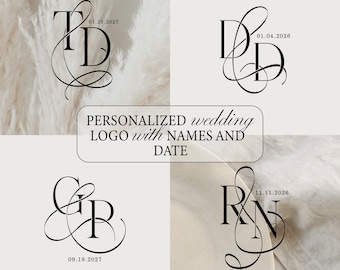 Custom Wedding Logo with Initials, Customizable wedding monogram, Wedding Couple Logo, Digital Logo Design, Wedding logo.