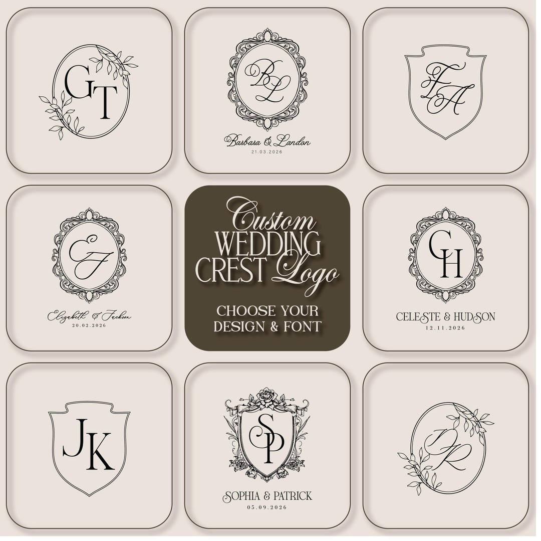 Personalized Wedding Monogram Crest, Wedding Crest Logo, Custom Wedding ...