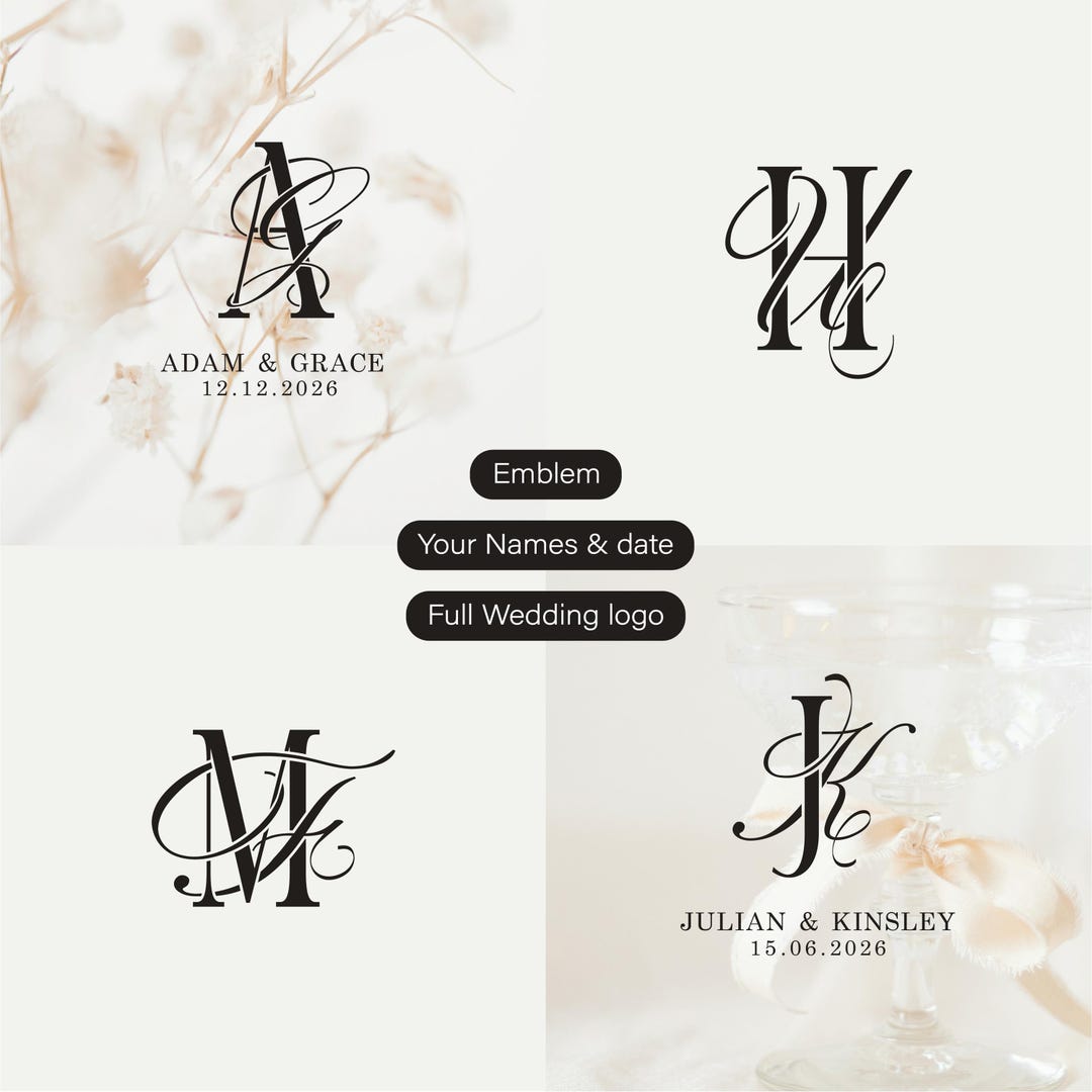 Custom Wedding Logo With Initials, Customizable Wedding Monogram ...