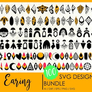 Earring Bundle Svg, Classic earring svg, Earring Cut files, Leather Earring Svg, Earring cricut files, svg, png, dxf, ai