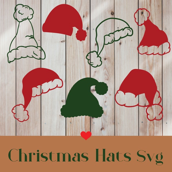 Christmas hat Svg bundle, Christmas hat Svg, Santa hat svg,  Santa Claus hat Svg, Cricut files, Xmas clipart, Xmas svg, Christmas Svg.