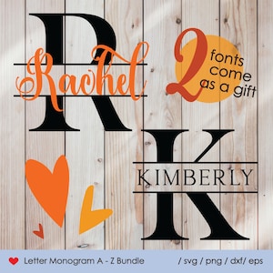 Fichier de gravure, monogramme du nom de famille, police de caractères pour mariage, lettres décoratives, lettre monogramme personnalisée SVG, png, dxf, svg alphabet fractionné.
