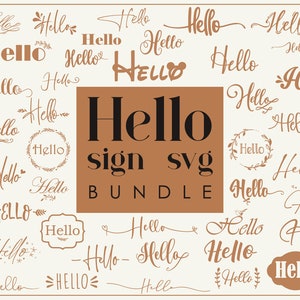 Hello sign svg, Welcome svg, Hello flourish svg, Welcome cut file. image 1