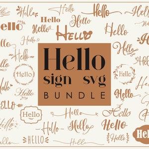 Hello sign svg, Welcome svg, Hello flourish svg, Welcome cut file.