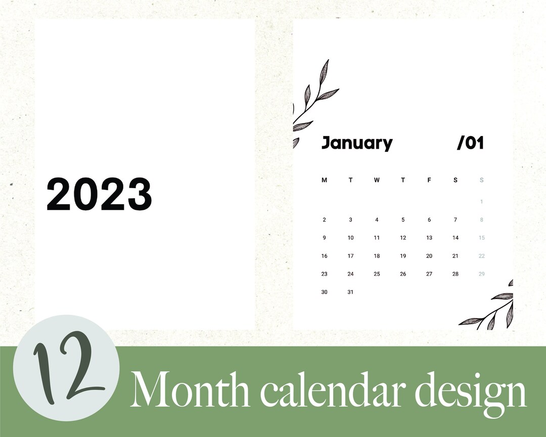 month-calendar-printable-planer-calendar-2023-monthly-blank-etsy