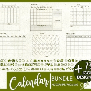 Kalender SVG, SVG, Kalender SVG, Kalender Cut Datei, Monatskalender, Home Dekor, Kalender Vektor, Kalender Cricut, Kalender Silhouette, PNG