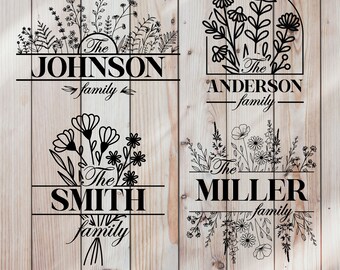 Family Last Name Bundle, Family name monogram SVG, Family SVG, Farmhouse wreath svg, Monogram SVG, Wreath svg, png, Mnogram cricut.