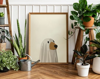 Cute dog poster, Digital wall art jpg, Wall art decor, Minimalist digital prints, Spooky dog poster , Funny wall art, Home decor.