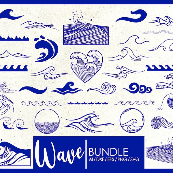 Wave Svg, Sea Waves svg, Beach designs, Wave vector, Wave svg bundle, Ocean svg, Water silhouette, Wave Cricut.