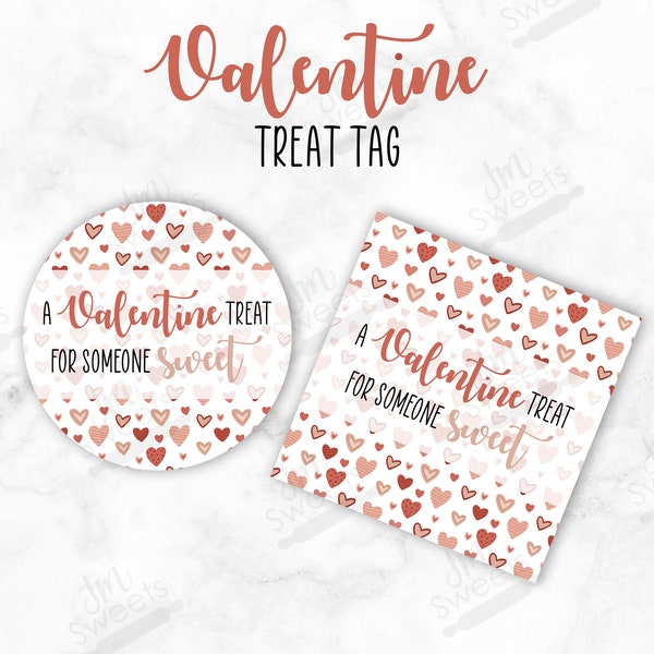 Instant Download Valentine's Day Tags for Baked Goods, Cake Pops, Sweet Treats, Pink & Red Hearts