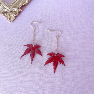Real Leaf Earrings, Fall Leaf Earrings,Red Leaf Earrings, Maple Leaf Earrings, Fall Earrings, Leaves Earrings, Christmas Gift, Gift for Her image 4