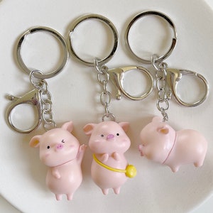 Pig Zipper Charm, Pig Figure Key Chain, Pig Lover Gift, Piglet Keychain, Pig Bag Charm, Charm Accessory, Christmas Gift, Birthday Gift