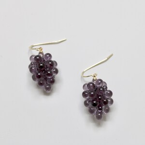 14k Gold Plated Earrings, Grape Earrings, Fruit Earrings, Handmade Jewelry, Cute Earrings Miniature Grape