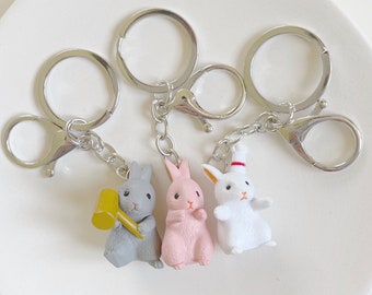 Cute Bag Charm, Rabbit Figure Key Chain, Rabbit Lover Gift, Cute Bunny Gift , Rabbit Bag Charm, cute Christmas Gift, Bunny keychain