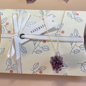 14k Gold Plated Necklace, Grape Necklace, Fruit Necklace, Handmade Jewelry, Miniature Grape, Gift for her, Birthday Gift