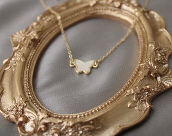 14k Gold Plated Butterfly Necklace, Gift for her