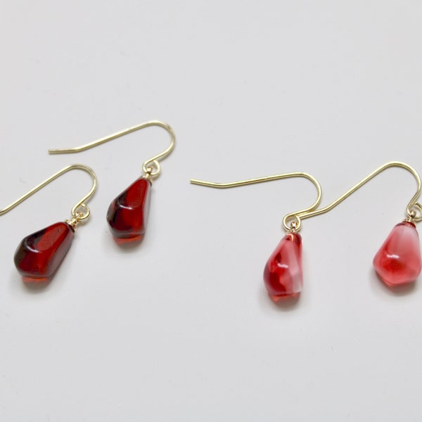 Pomegranate Earrings: 14k Gold Plated Earrings, Fruit Earrings, Pomegranate Seed, Holiday Gift, Birthday Gift,Christmas Gift