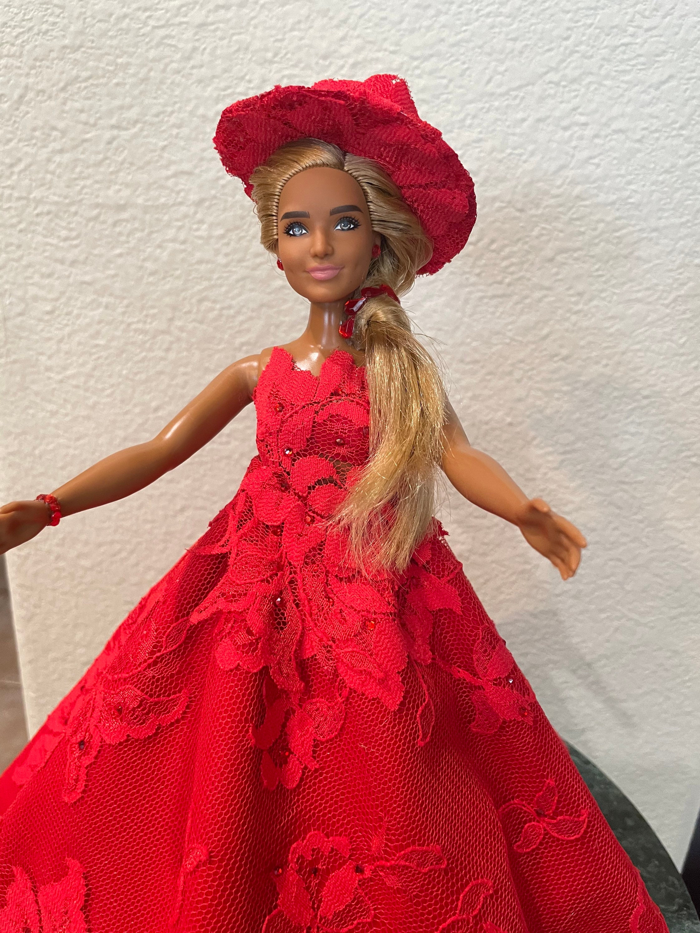 Red dressed doll Etsy
