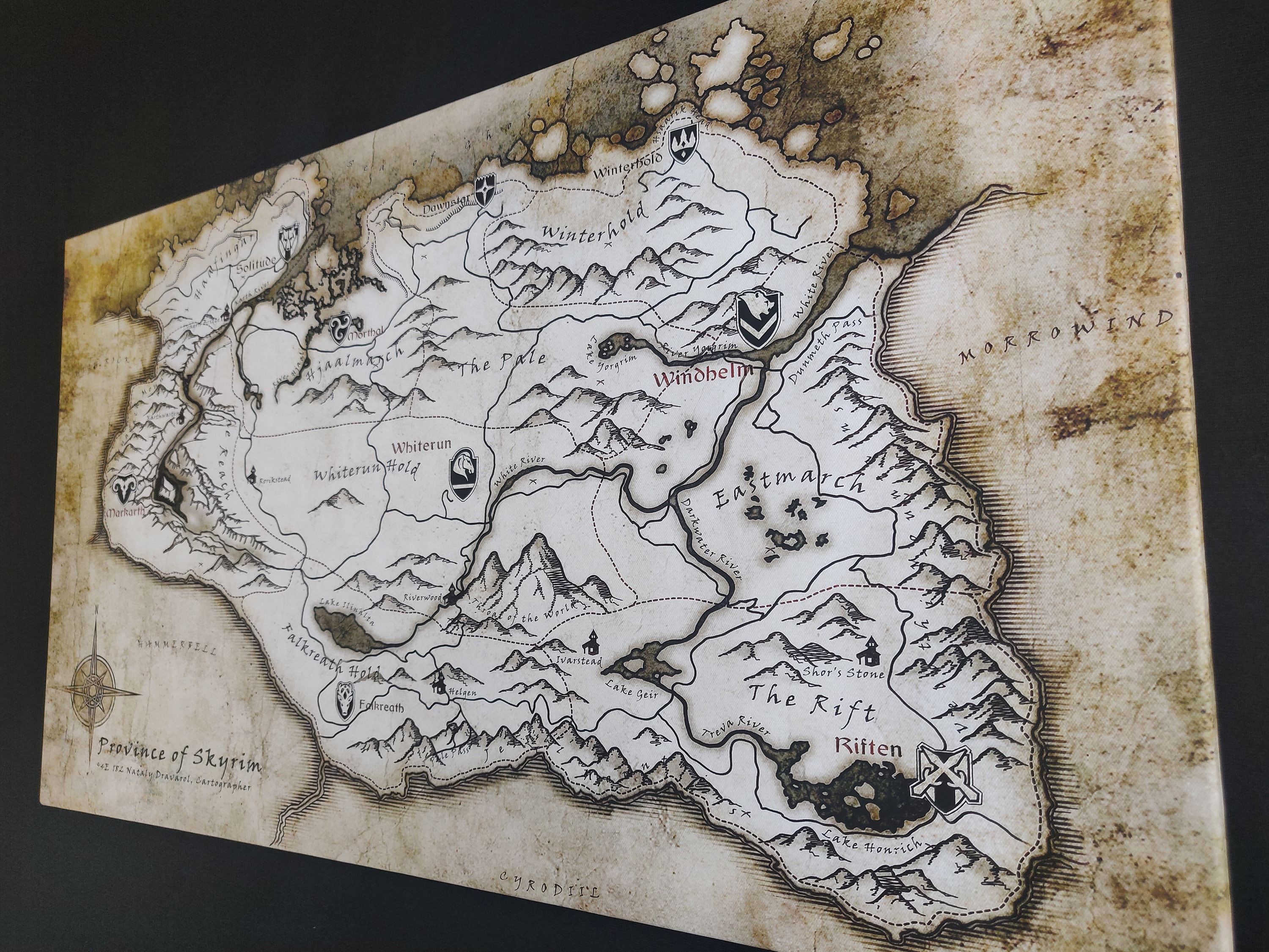 Beautiful Fantasy Canvas Map From the Skyrim Game Wall Art  Etsy