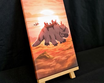 Cartoon T.V geïnspireerd Avatar Bison Earth Wind Fire Water Benders origineel ontwerp canvas muur kunst cadeau Home decor print klaar om op te hangen fanart