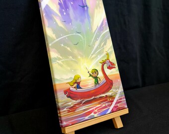 Gaming geïnspireerd originele link elf wind krijger boot prinses ontwerp canvas muur kunst cadeau interieur print kunst klaar om op te hangen - gaming fanart