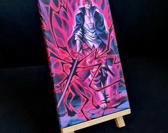 Anime geïnspireerd origineel krachtig rood haar piraat zwaardvechter ontwerp canvas muur kunst cadeau woondecoratie print kunst klaar om op te hangen - anime fanart