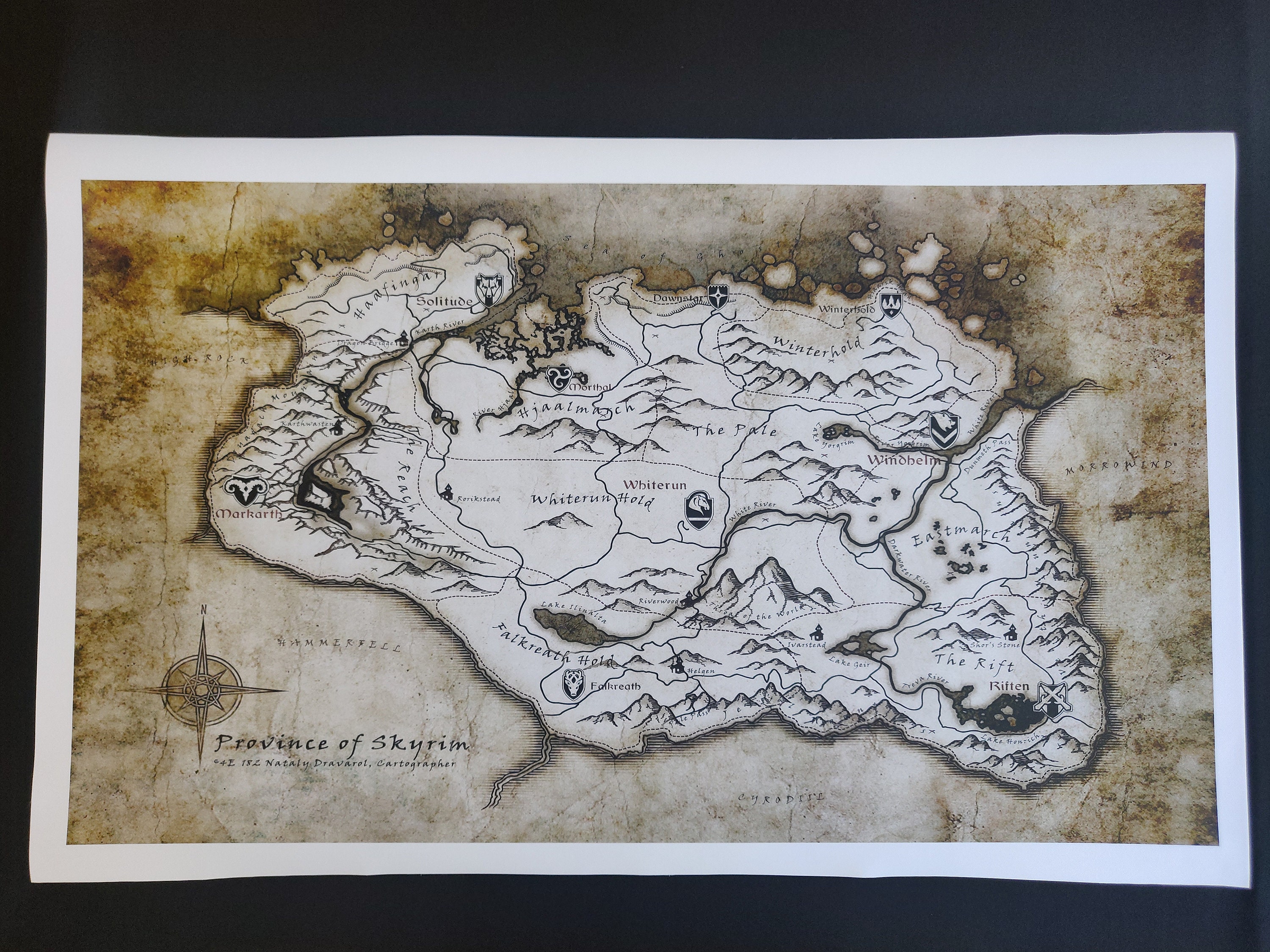 Beautiful Fantasy Canvas Map from the Skyrim Game Wall Art  Etsy